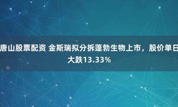 唐山股票配资 金斯瑞拟分拆蓬勃生物上市，股价单日大跌13.33%